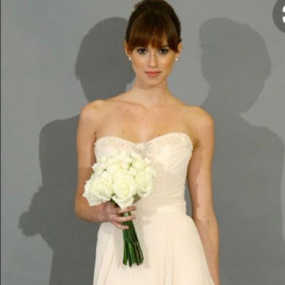 Theia Pleated Chiffon Wedding Gown + Prom Dress
